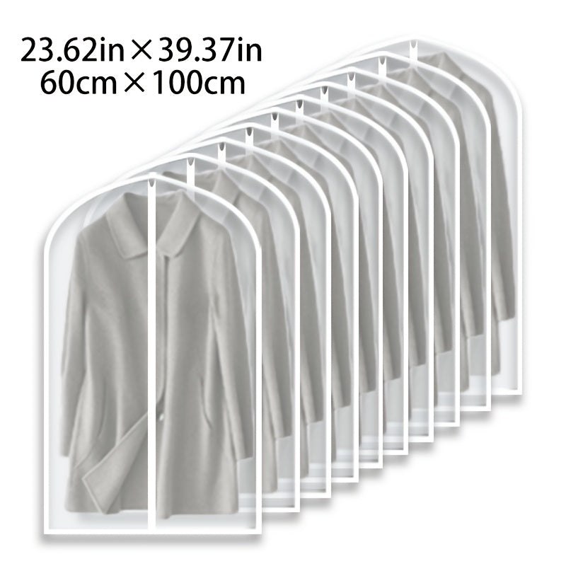 Garment Bags 10 Pack Waterproof Transparent – Hanging Clothes Storage Bags with Full Zipper for Wardrobe, Travel & Closet Organization – Dustproof Clear Clothing Bags in M / L / XL / XXL