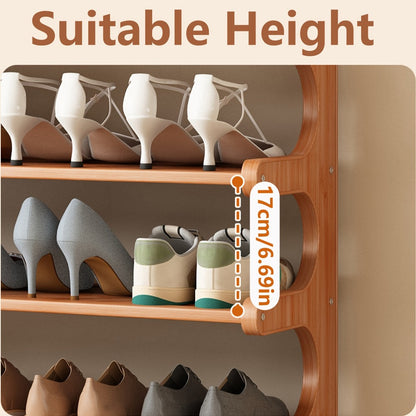 Bamboo Shoe Rack 3/5/6 Layer Freestanding Storage Organizer for Entryway, Dorm & Closet – Space-Saving Multi-Tier Shoe Shelf, Easy Assembly, Brown