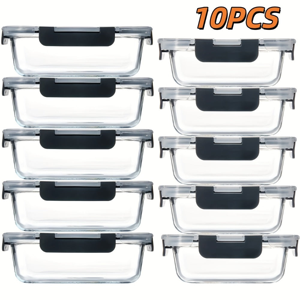 Borosilicate Glass Food Storage Containers Set – 10/12/17pcs Airtight Meal Prep Bento Boxes with Locking Lids, BPA Free, Microwave & Dishwasher Safe, Leak Proof, Mixed Colors