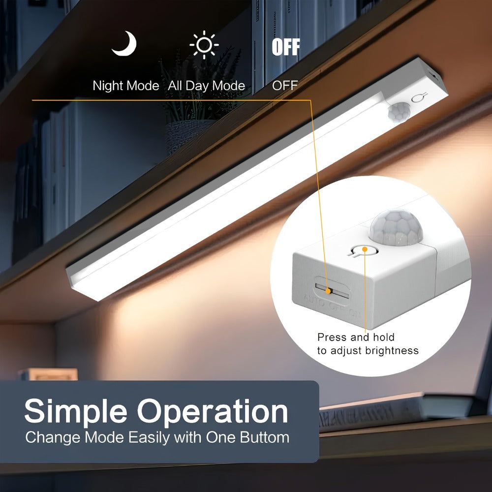 Motion Sensor Light 3 Pack USB Rechargeable LED Cabinet Light Dimmable 3 Color Temps Magnetic Base for Kitchen Closet Stairs Hallway Bedroom 7.87" 11.81"
