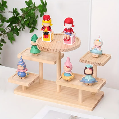Tiered Wooden Display Stand Libra Balance Scale Style – Multi-Level Storage Organizer Shelf for Jewelry Crystals Snacks Home Decor Countertop