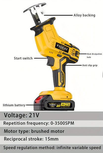 Cordless Reciprocating Saw - Electric Reciprocating Saw with Safety Lock, Large Capacity Battery & Charger, Variable Speed for Wood, Metal & Demolition Cutting, DIY Home Renovation Power Tool