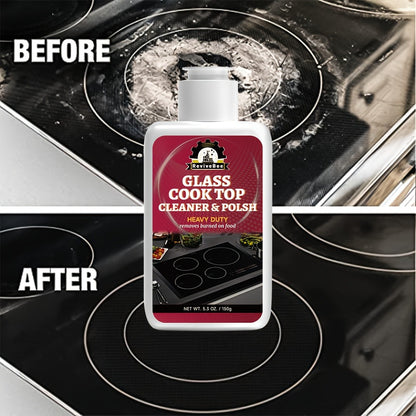 Glass Stovetop Cleaning Paste – Heavy Duty Cooktop Cleaner Cream, Removes Burnt-On Grease, Oil Stains & Food Residue from Stove Tops, Burners & Glass Surfaces, Non-Scratch Easy Scrub Formula