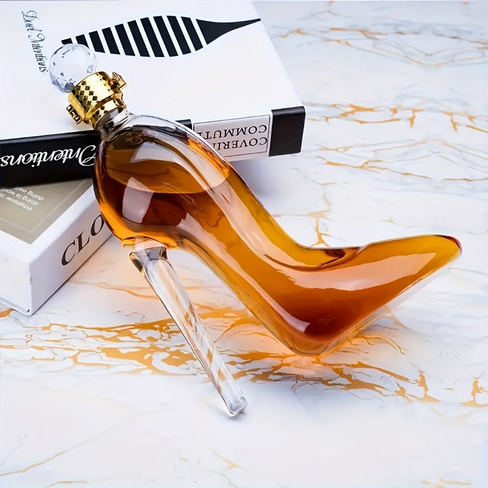 High Heel Shoe Decanter Crystal Glass with Stopper 26oz – Handmade Lead-Free Transparent Wine Decanter for Kitchen Dining Decor, Valentine's Day & Holiday Gift