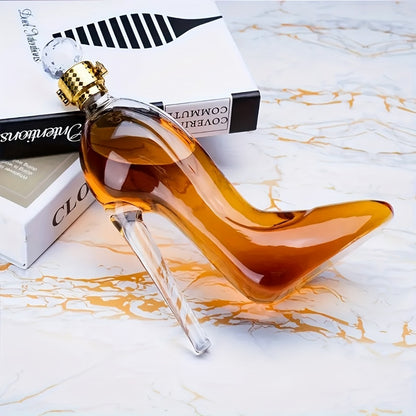 High Heel Shoe Decanter Crystal Glass with Stopper 26oz – Handmade Lead-Free Transparent Wine Decanter for Kitchen Dining Decor, Valentine's Day & Holiday Gift