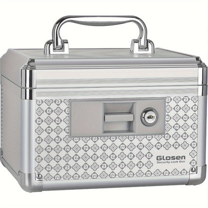 Locking Medicine Storage Box Aluminum Alloy with Key Lock & Handle – High-Capacity Family Medicine Organizer, First Aid Lockbox for Home, Travel & Office, Small & Medium