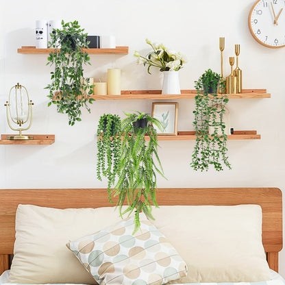 Artificial Hanging Plants 4 Pack – Fake Trailing Vines for Indoor Outdoor Wall Shelf Room Decor, Realistic Faux Rose Greenery Hanging Basket Decoration