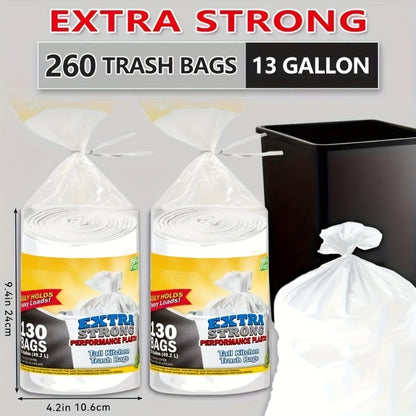 13 Gallon Trash Bags 260 Count Heavy Duty Drawstring Kitchen Garbage Bags – Leak-Proof, Odor-Resistant, Expandable, 2 Rolls for Kitchen, Bedroom, Bathroom & Outdoor Use