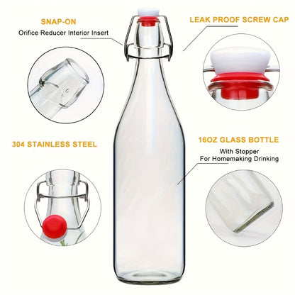 Glass Bottles with Airtight Lids 8oz - 6 9 12 Pack Clear Kitchen Storage Bottles for Kombucha Home Brewing Vanilla Extract Vinegar Homemade Juice Water Soda | Meal Prep Pantry Organization