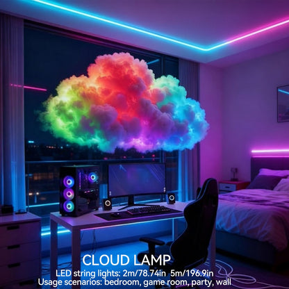 3D Thunder Cloud Lamp RGB Music Sync LED Light USB Powered Sound Sensitive IC Mood Lighting for Game Room Photography Studio Halloween Christmas Party Atmosphere Decoration