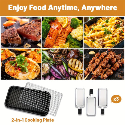 Electric Grill 2-in-1 Indoor BBQ & Frying Pan – 1500W Temperature Control, Non-Stick Detachable Cooking Board, Portable Electric Grill for Meat, Dishwasher Safe, Christmas Gift Idea with Gift Bag