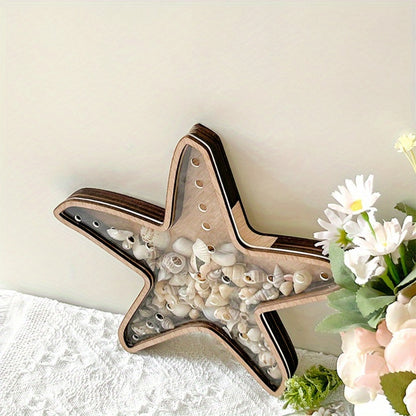 Wooden Starfish Tray – Ocean-Themed Organizer Dish for Desk & Dresser, Display Crystals Shells Agates, Nautical Home Decor, Thoughtful Beach House Gift for Holiday Season