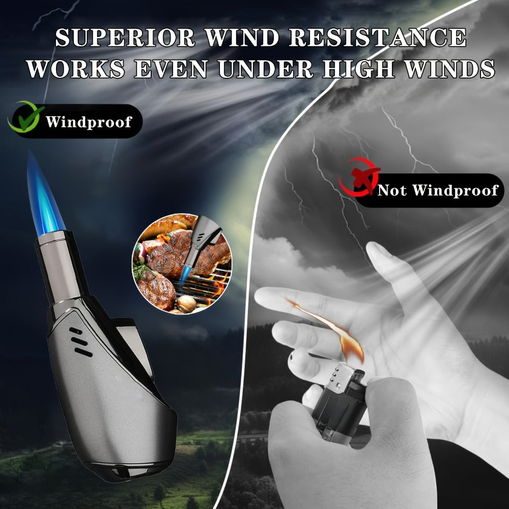 Butane Torch Lighter Spray Gun – Windproof Blue Flame with Safety Lock, Flame Adjustment for Outdoor BBQ, Cooking, Welding, Candles & Camping