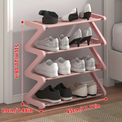 4-Tier Shoe Rack Upgraded Metal Tubes – Multi-Layer Shoe Storage Organizer with Thickened Plastic Parts for Entryway, Doorway, Bedroom, Hallway & Dorm – Graphite Black, Pink, Gray & Blue