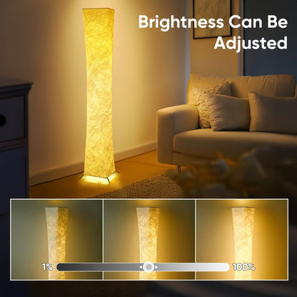 LED Floor Lamp 52 Inch Modern – Adjustable 3000K Warm Light with Remote Control, USB Port, Matte Metal Finish & Tyvek Shade for Bedroom, Living Room & Game Room Space Decor