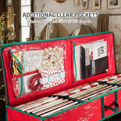 40-Inch Waterproof Holiday Storage Bag - Large Underbed Organizer with Zipper, Interior Pockets & Dustproof Cover for Christmas Decorations, Gift Wrap & Seasonal Items