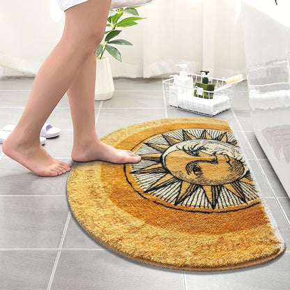 Half Round Welcome Mat 28x20 Inch - Absorbent Non-Slip Door Mat, Machine Washable, Soft Flocked Entrance Rug for Bedroom, Front & Back Door