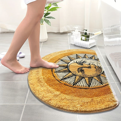 Half Round Welcome Mat 28x20 Inch - Absorbent Non-Slip Door Mat, Machine Washable, Soft Flocked Entrance Rug for Bedroom, Front & Back Door