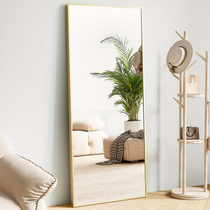 Full Length Mirror Floor Standing, Arched & Rect Body Mirror with Stand, Hanging or Leaning Wall Mirror, Aluminum Alloy Thin Frame for Bedroom Hotel Bathroom