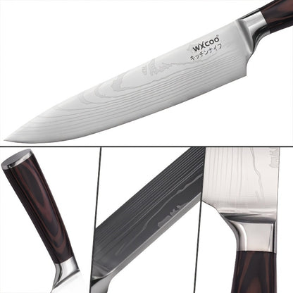 Chef Knife Set 8 PCS Professional Kitchen Knives - Stainless Steel Forged Blade, Boning Knife, Butcher Knife & Kitchen Scissors, Ultra-Sharp Full Tang Design