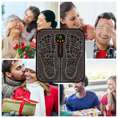 Electric Foot Massager Pad - EMS Foot Muscle Stimulator with 8 Modes & 19 Intensity Levels, USB Rechargeable Foot Massage Mat for Circulation, Pain Relief, Plantar Fasciitis & Full Body Relaxation