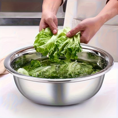 Large Stainless Steel Mixing Bowl | 304 Heavy-Duty Salad & Wash Basin, Hammer Finish, Non-Slip Base, Rounded Edges – Kitchen, Laundry, Utility Sink, Commercial & Home Use