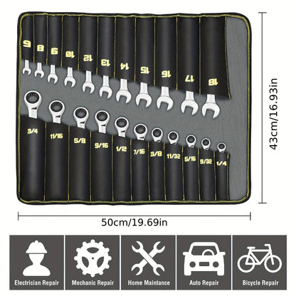 Combination Ratcheting Wrench Set 22pcs SAE & Metric, 1/4"-3/4" & 6-18mm Chrome Vanadium Steel, 72-Tooth Ratchet Wrenches with Oxford Bag, ANSI Standard for Car Repair & Home Appliance Maintenance