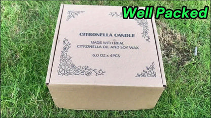 Citronella Candles Outdoor 4-Pack 6oz Each - 128 Hours Burning Mosquito Repellent Candle Set for Patio Garden Camping BBQ Party Yard Decor