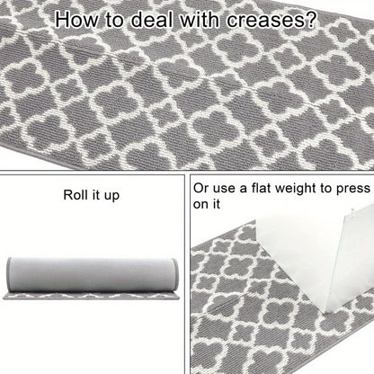 Runner Rug Moroccan Trellis Non-Slip – Machine Washable Hallway Carpet for Entryway, Kitchen & Bathroom – 100% Polypropylene Long Floor Rug, Black & Gray, 2x6, 2x8, 2x10 Ft