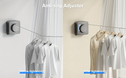 Retractable Clothesline Wall Mounted Stainless Steel Non-Sagging Indoor Outdoor Laundry Drying Line 15.1 Ft Heavy Duty