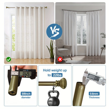 Double Curtain Rod Set Adjustable with Fluted Ball Finials Double Brackets 4 Colors 2 Sizes Window Curtain Hardware