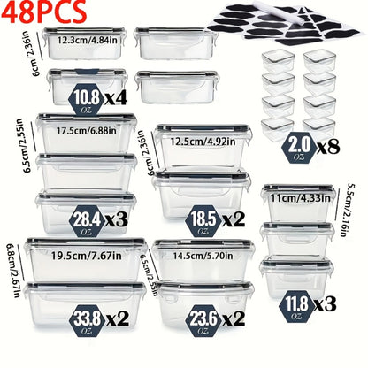 Food Storage Containers Set BPA-Free Airtight – Meal Prep Containers with Easy-Snap Lids Labels & Marker 24 48pcs Pantry Kitchen Organizer