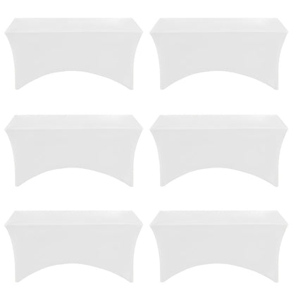 6 Pack Spandex Table Covers for 6ft Rectangular Tables – Fitted Stretch Tablecloths Wrinkle Resistant Washable Reusable for Wedding Party Banquet