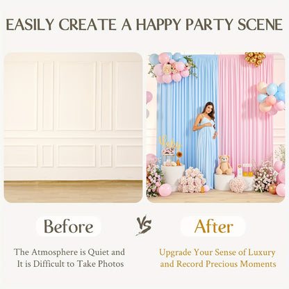 Blackout Backdrop Curtain 4 Pack 5x10 Ft - Heavyweight Nonwoven, Wrinkle-Resistant, Smooth Hanging for Wedding Birthday Baby Shower Party Photography Background Decoration