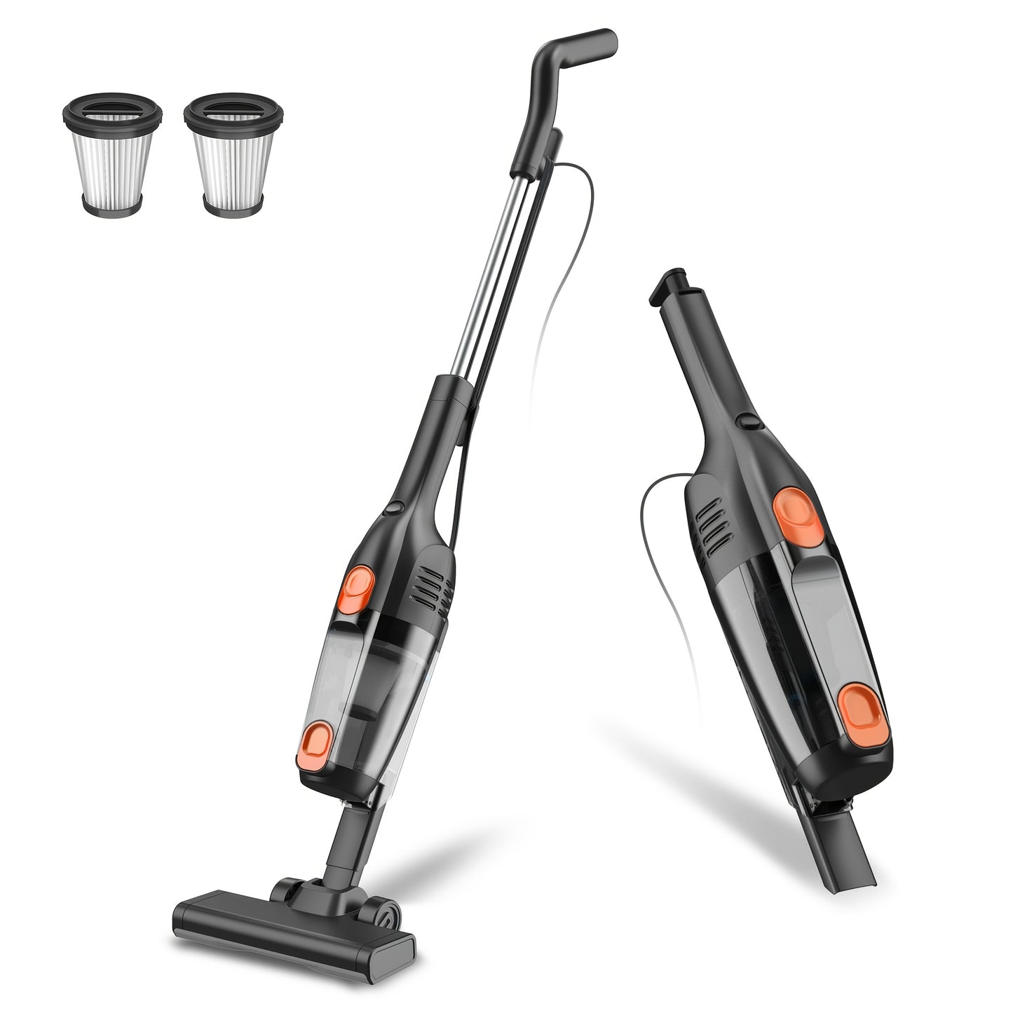 Corded Stick Vacuum Cleaner 20KPa 600W Motor 2-in-1 Bagless Upright Handheld Vacuum 0.8L Dustbin for Hard Floor Pet Hair Carpet Car Stairs Low Noise 65dB