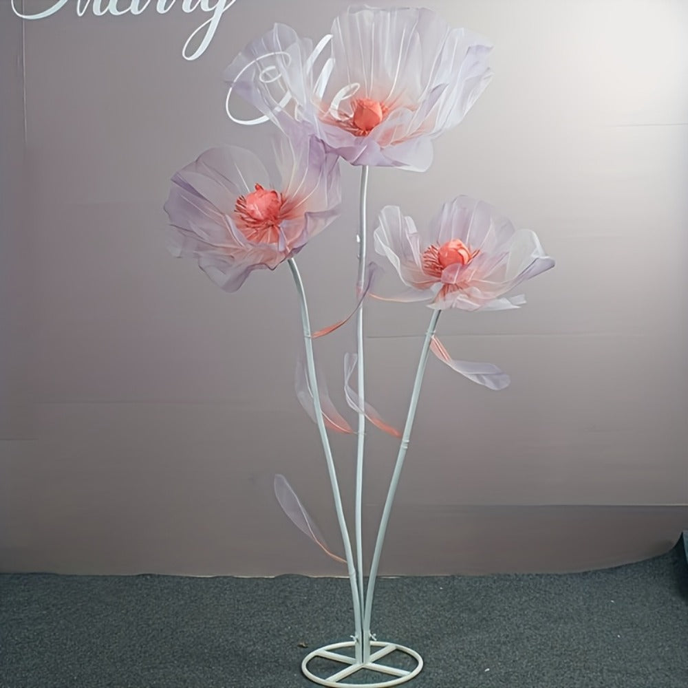 Artificial Silk Peony Flowers Giant Set of 3 Large Fake Flowers with Base & Branches for Wedding, Birthday Party, Home Decor & Window Display – 8 Colors