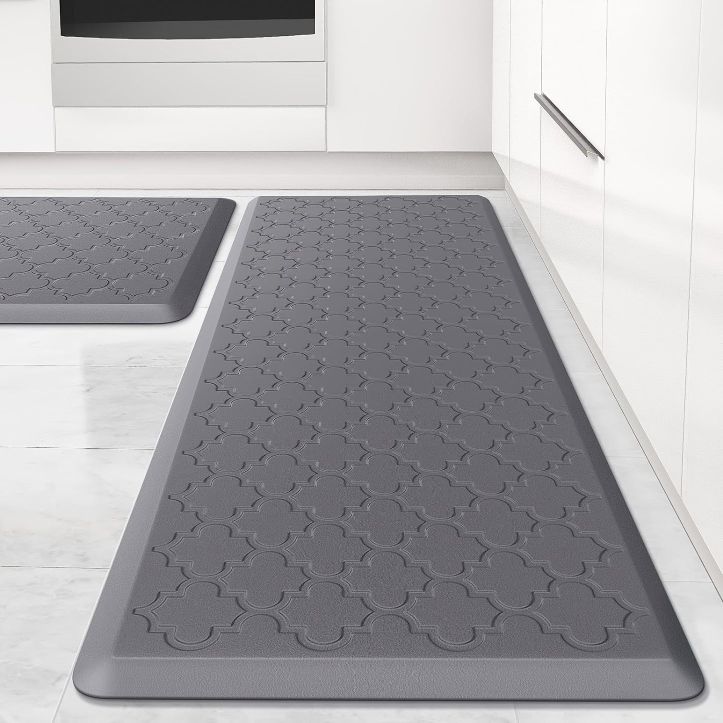 Anti-Fatigue Kitchen Floor Mat – Cushioned PVC Foam Non-Slip Ergonomic Standing Mat for Kitchen, Office, Sink & Laundry, 2 Sizes – Gray & Black