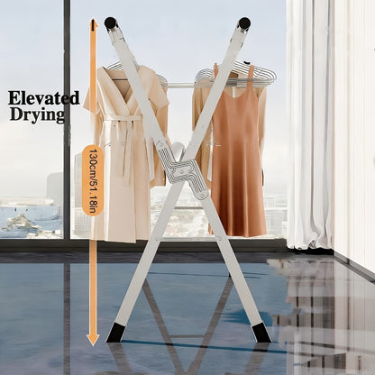 Foldable Clothes Drying Rack 3-Bar – Heavy Duty Stainless Steel Collapsible Laundry Rack, Retractable 63" or 79" for Indoor & Outdoor Use – Freestanding Portable Clothesline Drying Rack