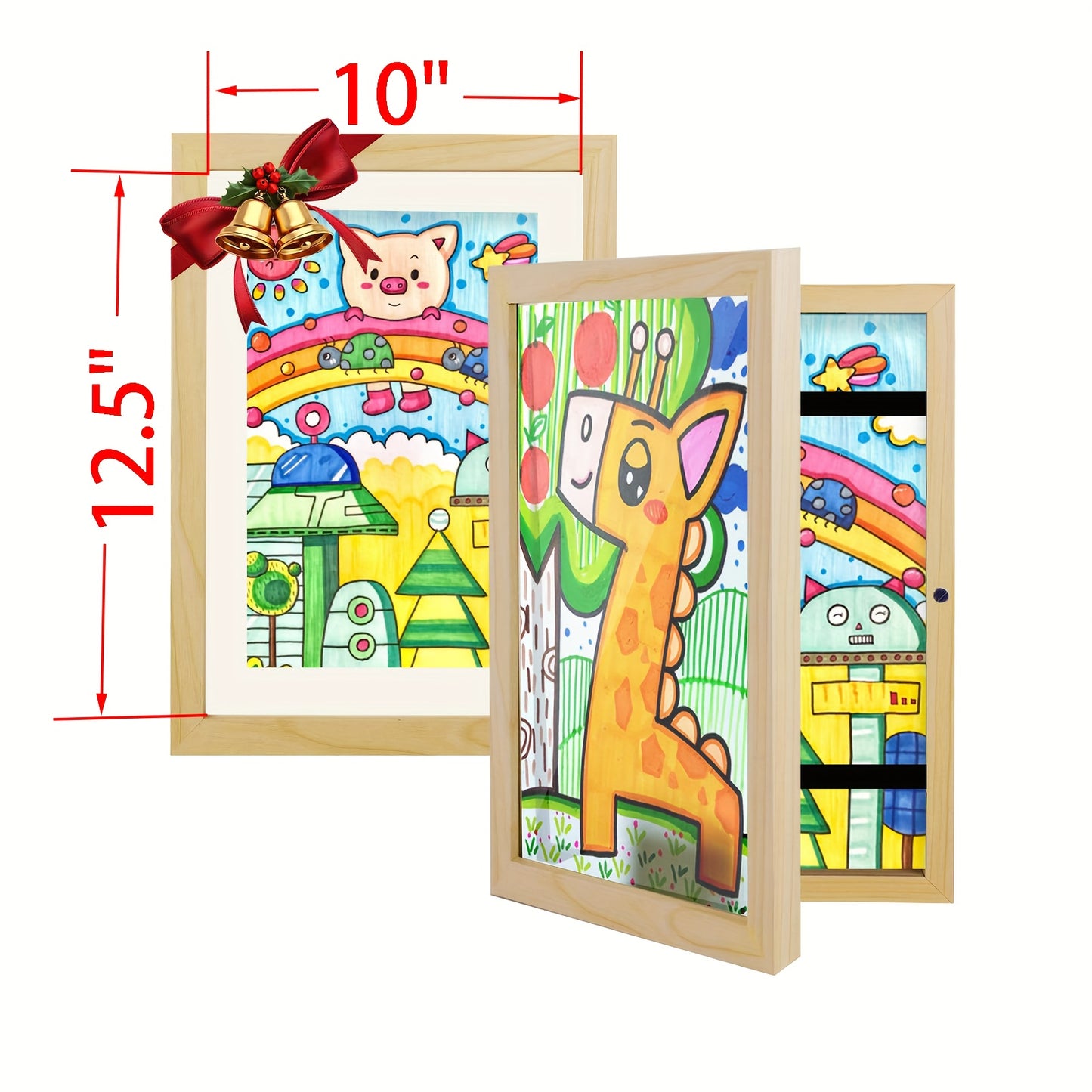 Kids Art Frame Changeable Front-Opening Display – Children Artwork Picture Frame for 8.5x11 & 10x12.5 Drawings, Paintings & School Projects, Perfect Christmas & Holiday Gift, White / Wood / Black, 2/4/8 Pack
