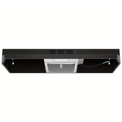 Range Hood 36 Inch Under Cabinet Ducted Ductless Convertible Stainless Steel 350CFM 2-Speed Exhaust Fan LED Light 3-Layer Aluminum Mesh Filter Top Rear Venting Kitchen Vent Hood