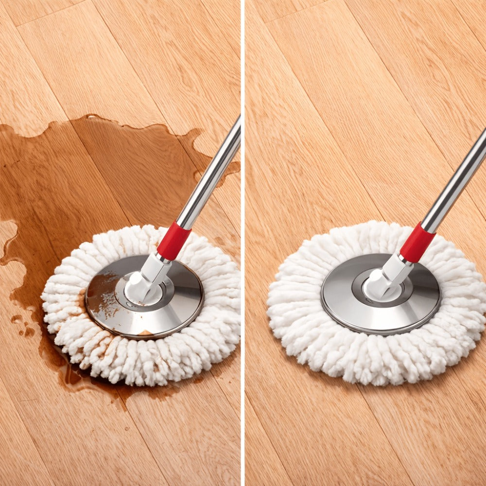 Spin Mop and Bucket Set 360° with 4 Microfiber Mop Heads – Wringer Bucket Floor Cleaning Kit for Hardwood Tile Laminate – Spinning Mop System Home Kitchen