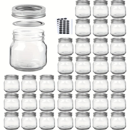 Mason Jars 8oz Glass Jars with Lids – 9/18/27/36 Pack Regular Mouth Canning Jars for Storage, Spices, Jelly, Jam, Honey & Caviar | Dishwasher Safe Spiral Lid Kitchen Storage Containers Set