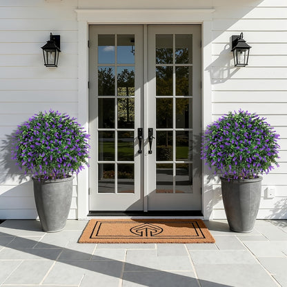 Artificial Topiary Ball Trees for Outdoor & Indoor Decor – UV Resistant Faux Lavender, Azalea & Pansy Shrubs with Ground Spike – Evergreen Fake Plants for Front Porch, Garden & Backyard (Single & 2 Pack)