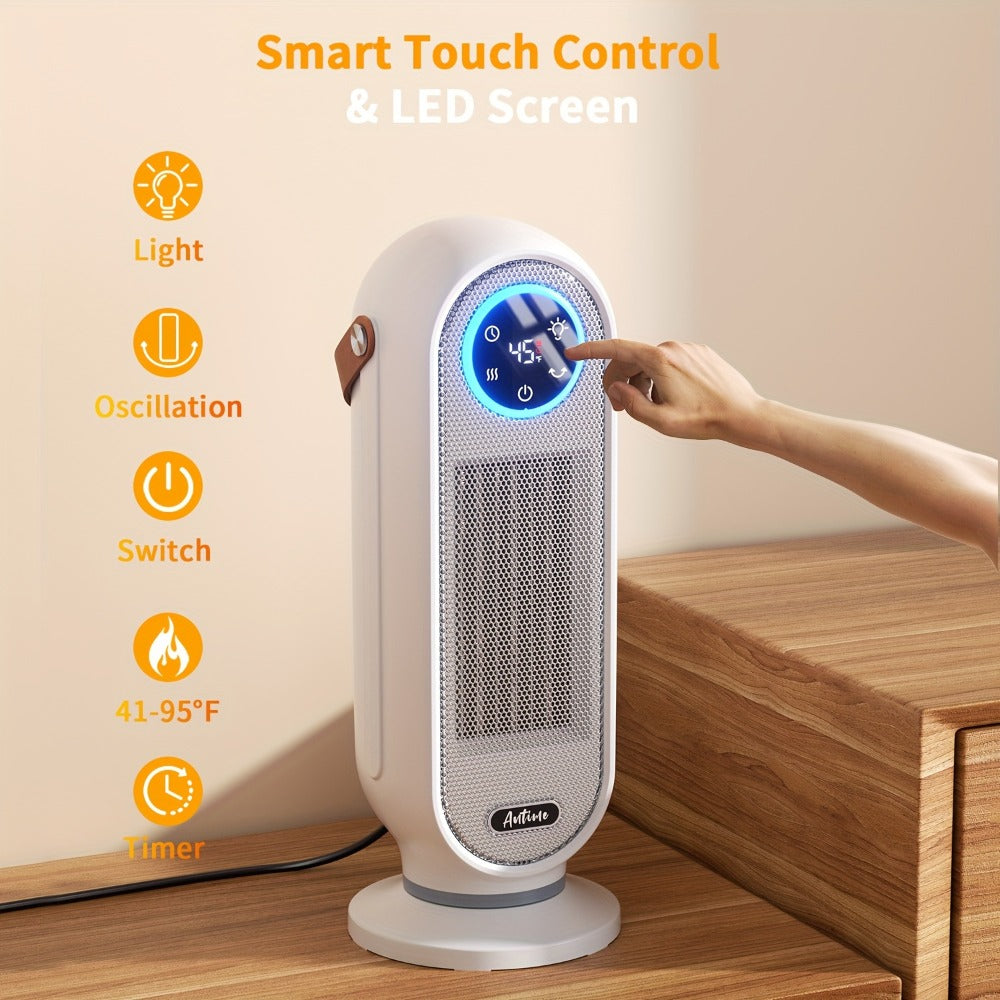 Space Heater 1500W with Remote Control & Digital Display – Portable Electric Heater for Indoor Use, 90° Oscillation, Overheat Protection, Ultra-Quiet Room Heater for Bedroom, Office & Home