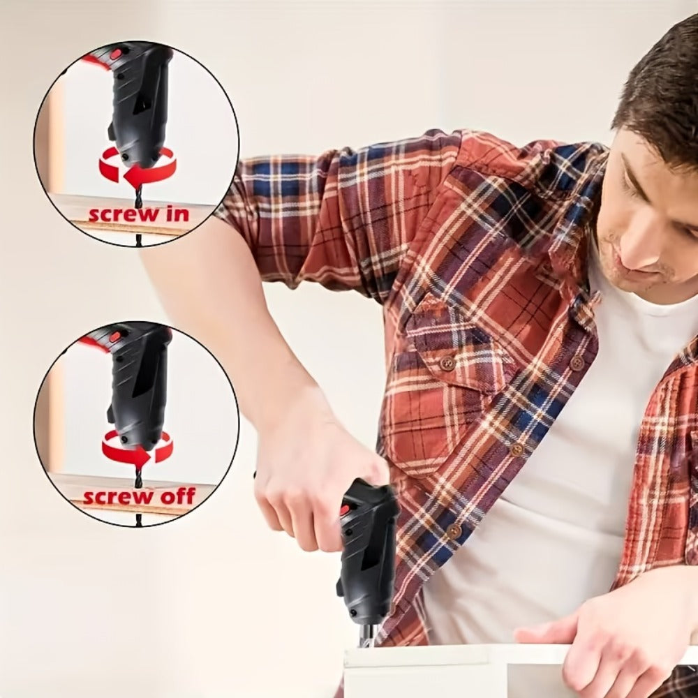 Cordless Electric Screwdriver Mini Drill – Rechargeable Lithium Battery, Compact Design for DIY Repairs & Tight Spaces, Easy One-Hand Operation, Includes Drill Bit Accessories