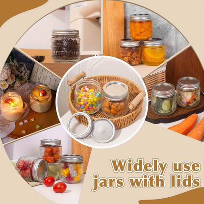 Mason Jars 8oz with Lids 12 Pack – Clear Glass Canning Jars with Silver Metal Lids, BPA-Free Food-Grade, Dishwasher Safe – for Storing, Pickling, Honey, Jam, Candles & DIY Crafts