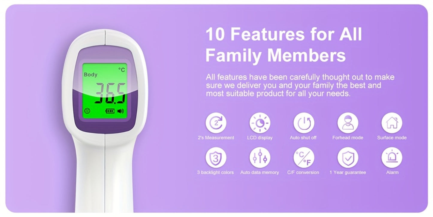 Non-Contact Forehead Thermometer Digital Infrared – 1-Second Instant Reading, Fever Alarm, 3-in-1 Forehead & Object Mode, FSA HSA Eligible, Silent & Memory Mode, 3 Backlights