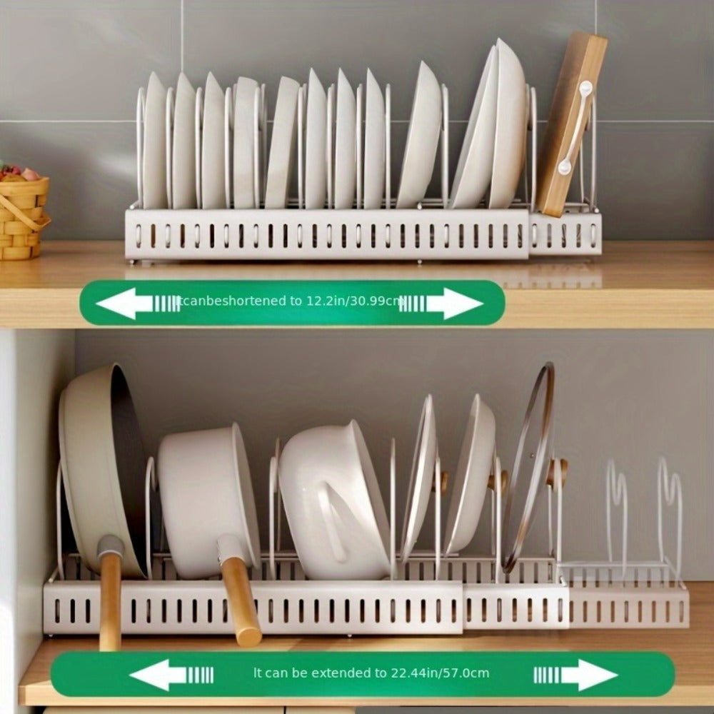 13-Shelf Metal Kitchen Storage Rack Organizer – Extendable Cookware & Utensil Shelf for Cabinet, Countertop, Sink – Freestanding Kitchen Cabinet Organizer with Golden Tube Design