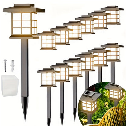 Solar Garden Lights Outdoor Waterproof Landscape Pathway Lights Solar Powered LED Stake Lights for Yard Patio Walkway Holiday Decor Warm White Colorful