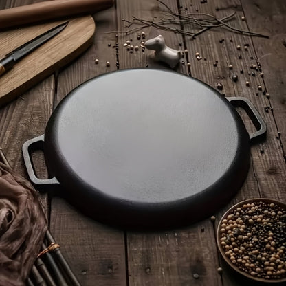 Cast Iron Skillet Non-Stick Pan for Pizza BBQ Pancakes - Heavy Duty Pre-Seasoned Cast Iron Pan Compatible with Gas Electric Induction Stovetops Oven Campfire - Home Kitchen Outdoor Cooking